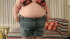 Full Bloated Belly Spilling Over My Shorts